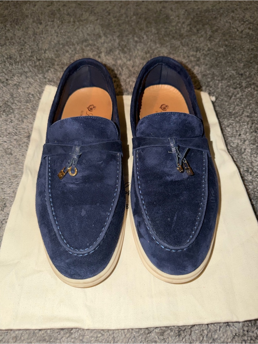 Loro Piana Navy Suede Tassel Loafers
